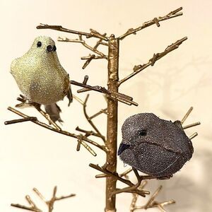 Two sparkly feathered dove clip on ornaments
